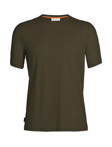 Loden Men's Icebreaker Tencel Cotton Short Sleeve T Shirts | USA 1196HAPK